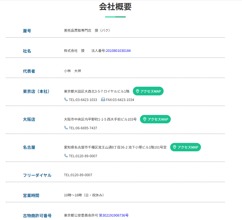 買取獏の会社概要